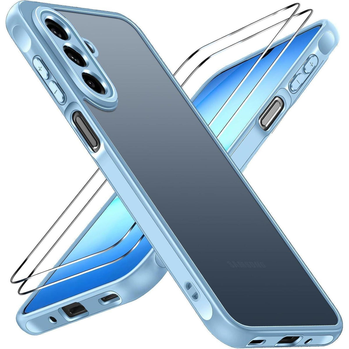 Schutzhülle für Samsung Galaxy A17 4G/5G mit Panzerglas, Hellblau
