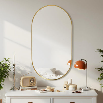 Ovaler Wandspiegel Gold 75x55cm – Moderner Schminkspiegel für Bad & Co.