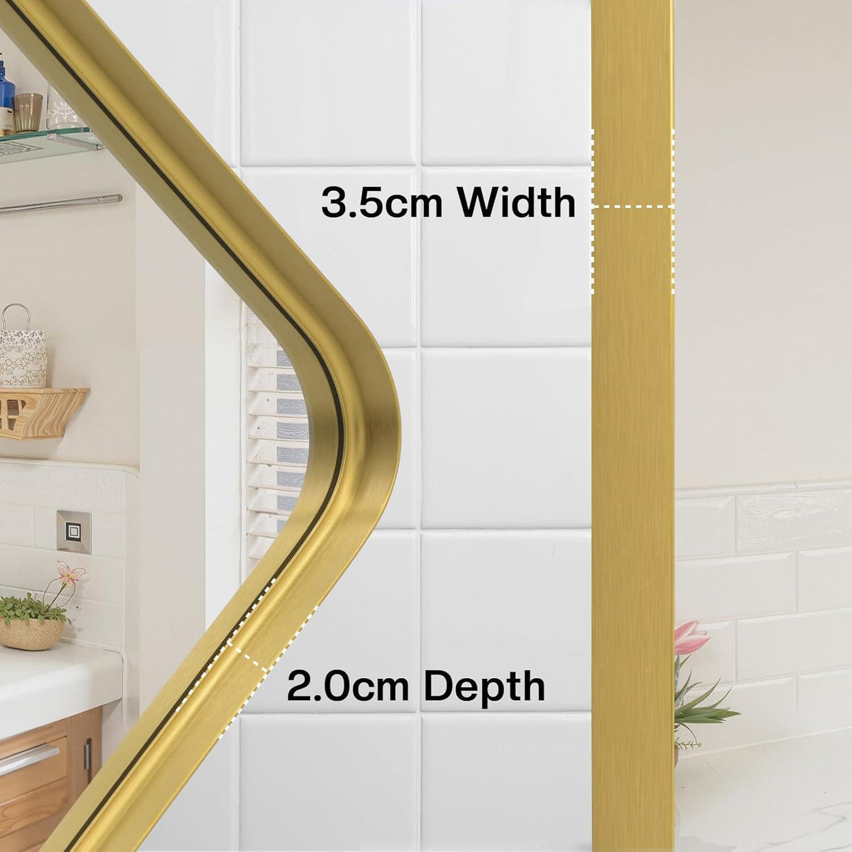 Goldener Wandspiegel 90x60cm – Modern & Elegant für Bad, Wohn- & Schlafzimmer