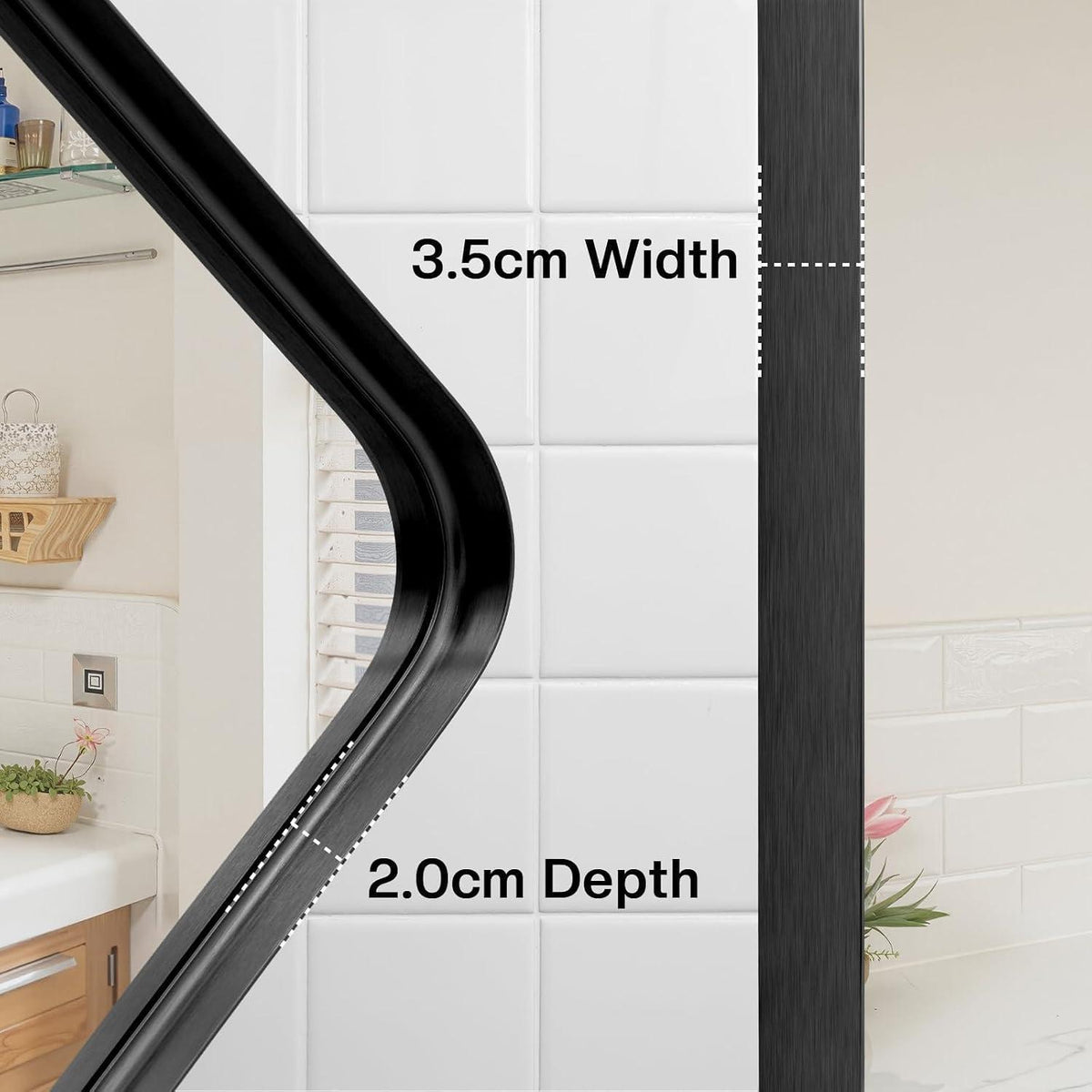 Wandspiegel Schwarz 100x75cm – Moderner Badezimmer Spiegel