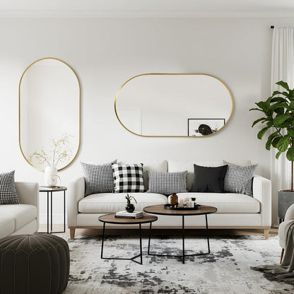 Ovaler Wandspiegel Gold 90x60cm – Moderner Badezimmer Spiegel