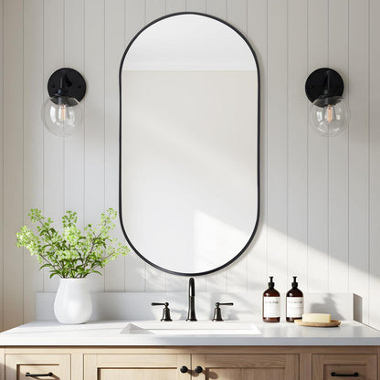 Ovaler Wandspiegel 75x55cm Schwarz – Moderner Badezimmer Spiegel