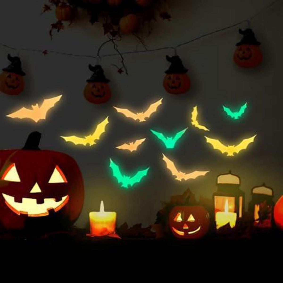 3D Fledermaus Wandsticker Halloween Deko – 48 Stück, Leuchtend