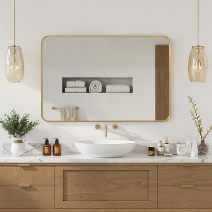 Goldener Wandspiegel 100x75cm – Modernes Design für Bad, Wohn- & Schlafzimmer