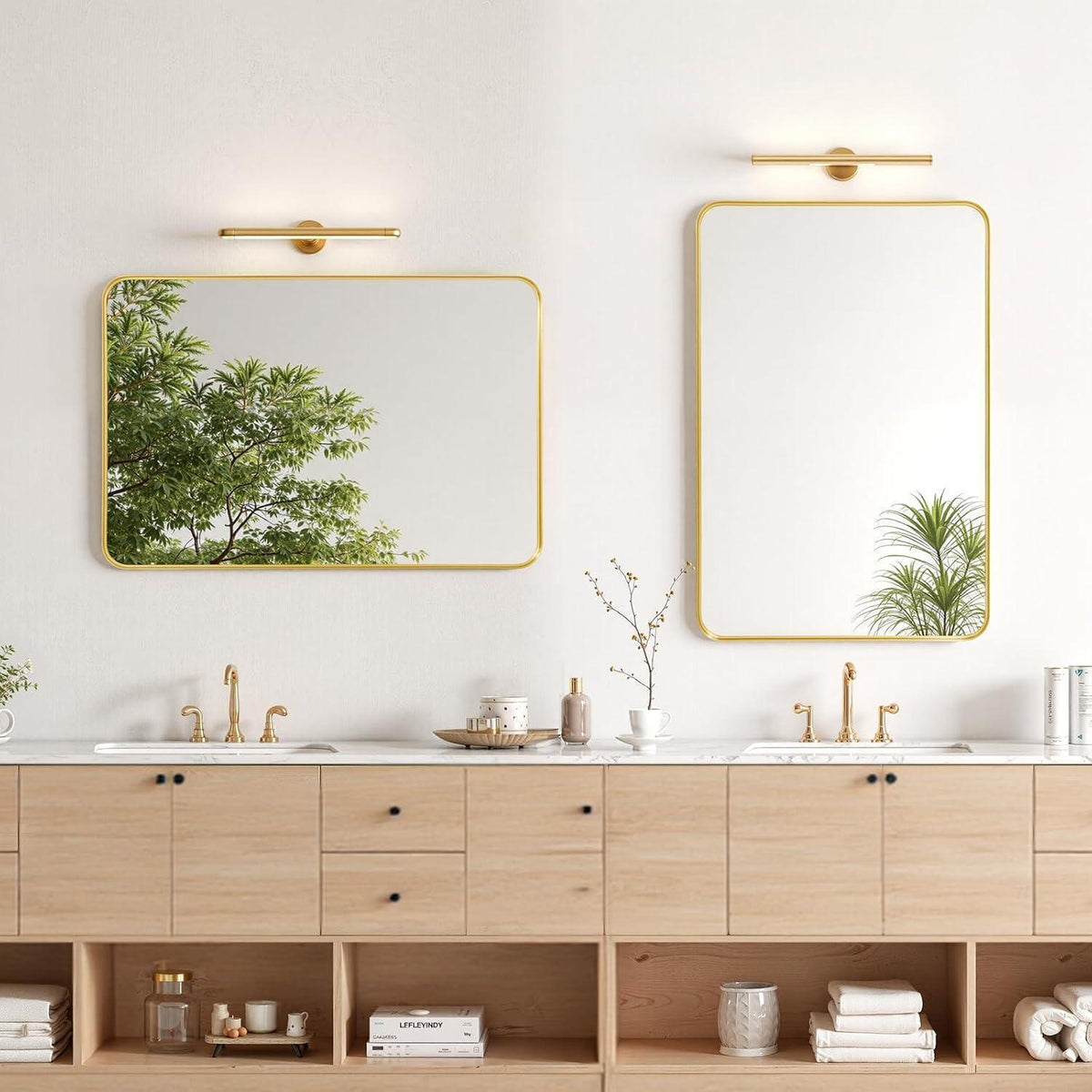Goldener Wandspiegel 100x75cm – Modernes Design für Bad, Wohn- & Schlafzimmer