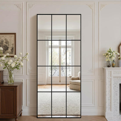 Großer Wandspiegel 180x76cm Schwarz – Neigbar & Vollbild