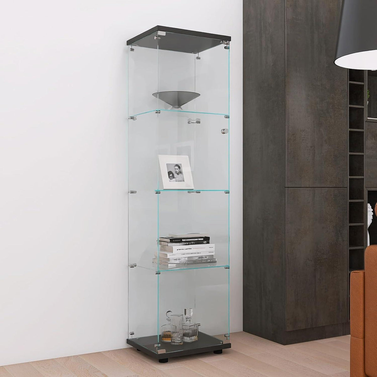 Moderne Glasvitrine mit Schloss – Sammlerstück für Wohnzimmer