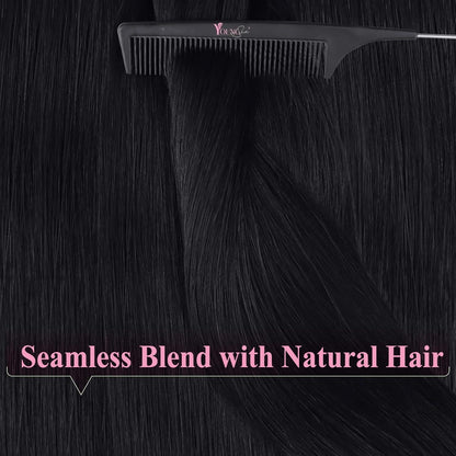 Echthaar Tape Extensions Schwarz - 40cm, 50g Remy