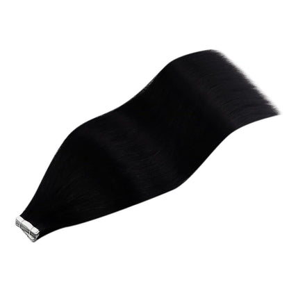Echthaar Tape Extensions Schwarz - 40cm, 50g Remy