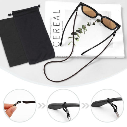 8x Brillenband Nylon Schwarz – Einstellbar & Mit Tuch