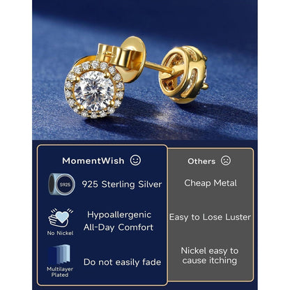 Goldene Moissanit Ohrstecker 585 - Funkelndes Damen Geschenk