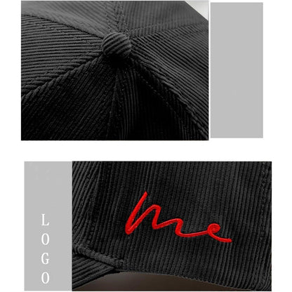 Cord Baseball Cap Herren Damen XL Verstellbar Wintermütze Schwarz
