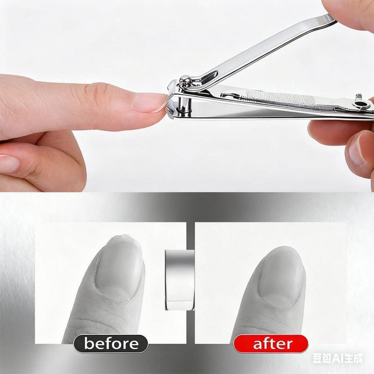 Nagelknipser Edelstahl mit Auffangbehälter, spritzfrei, für dicke Nägel