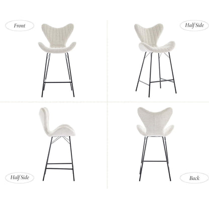 Moderner Barhocker 2er Set mit Chenille & Stepp-Rückenlehne