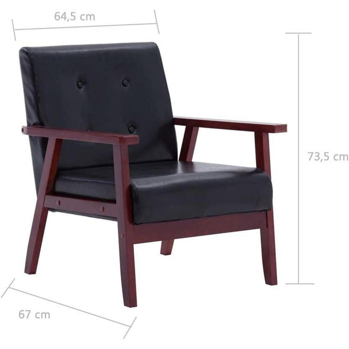 2-tlg. Sofagarnitur Schwarz Kunstleder Modernes Wohnzimmer Sofa
