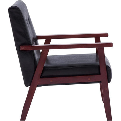 2-tlg. Sofagarnitur Schwarz Kunstleder Modernes Wohnzimmer Sofa