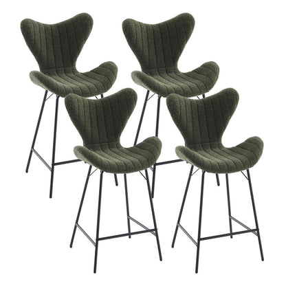 Moderner Barhocker 4er Set mit Chenille & Stepp-Rückenlehne Grün