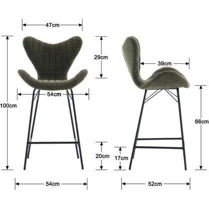Moderner Barhocker 4er Set mit Chenille & Stepp-Rückenlehne Grün