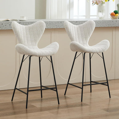 Moderner Barhocker 4er Set mit Chenille & Metallgestell