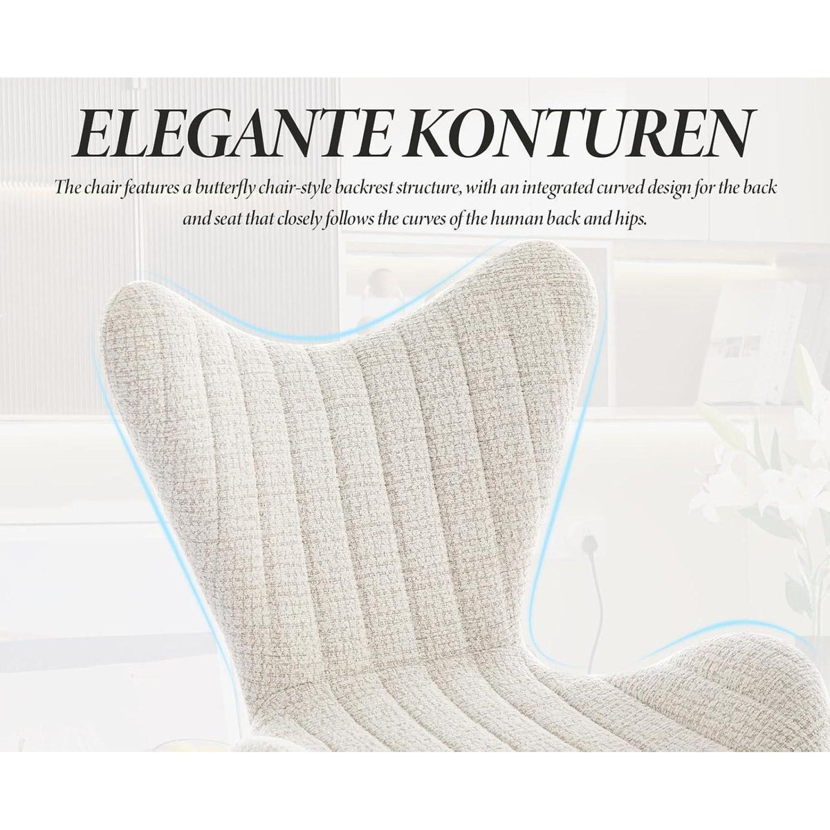 Moderner Barhocker 4er Set mit Chenille & Metallgestell