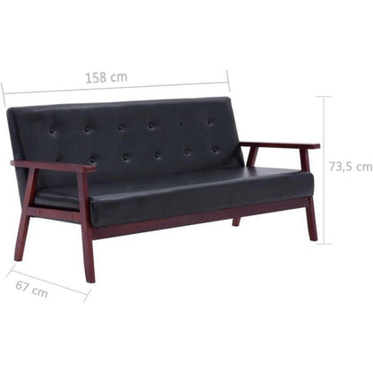 3-TLG. Sofagarnitur Schwarz – Modernes Sofa-Set für Wohnzimmer