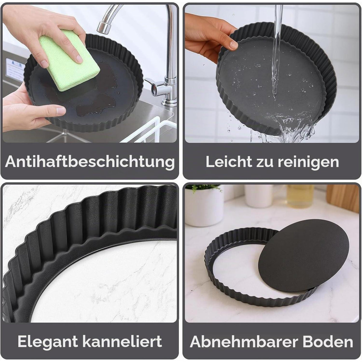 Quicheform Set | 2 Tarteformen mit Hebeboden (22+24cm)