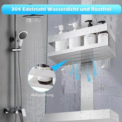 Hängende Duschablage Edelstahl ohne Bohren mit Haken