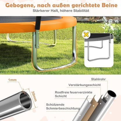 GYMAX Gartentrampolin 305cm mit Sicherheitsnetz & Leiter