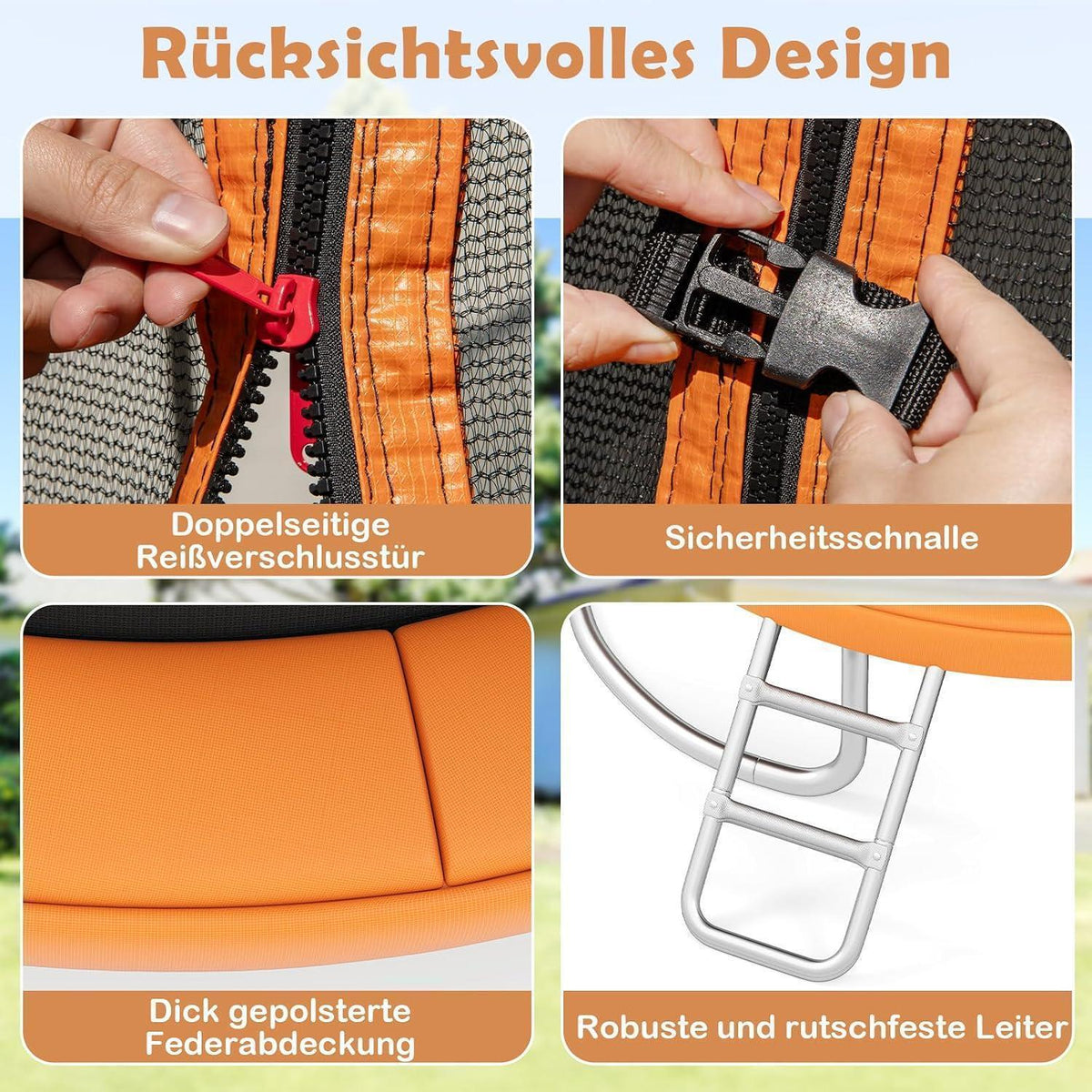 GYMAX Gartentrampolin 305cm mit Sicherheitsnetz & Leiter