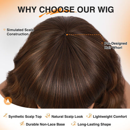 Welliger Bob mit Pony, Ombré Blond Synthetikperücke 12 Zoll