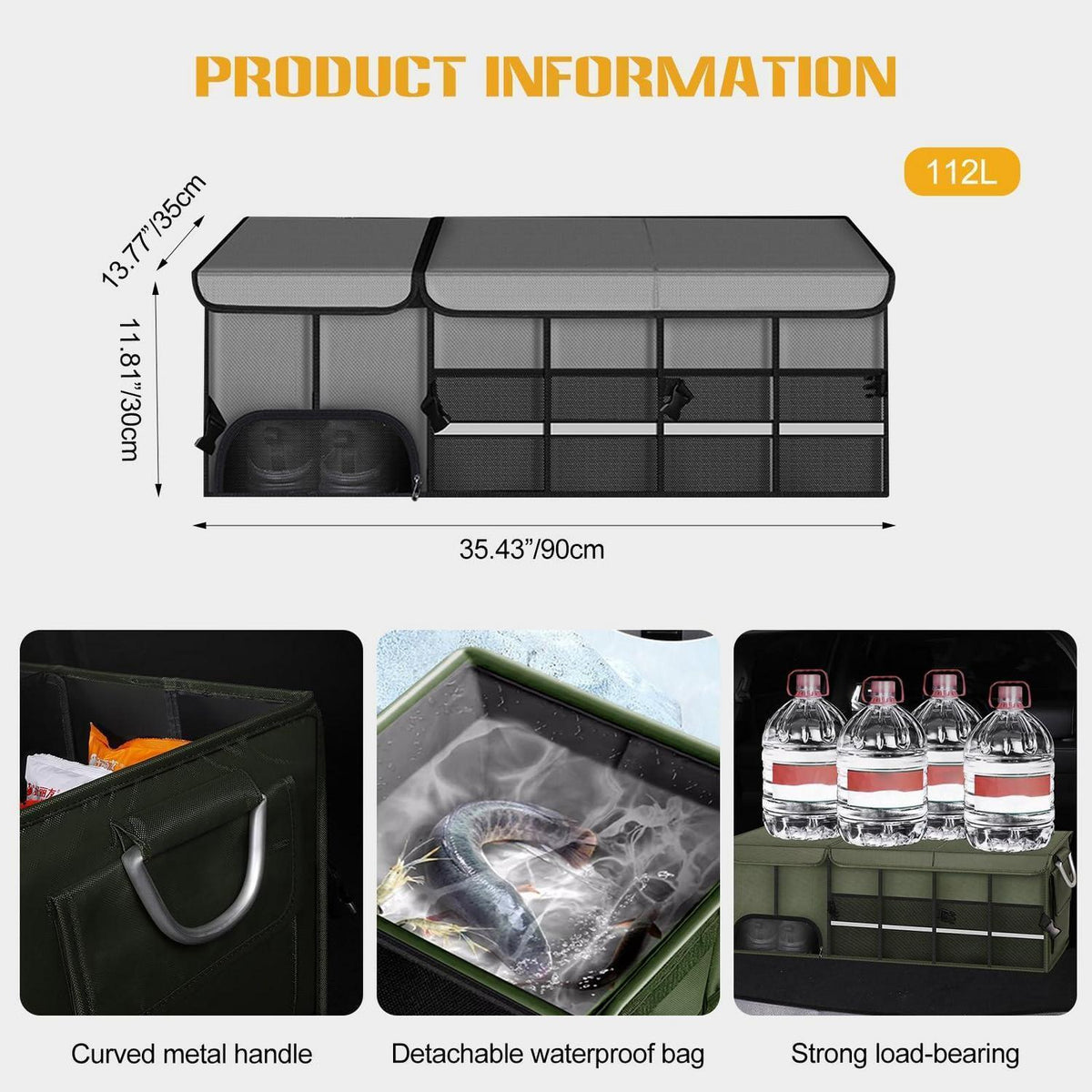 Kofferraum Organizer XL Grau – Faltbar & Wasserdicht