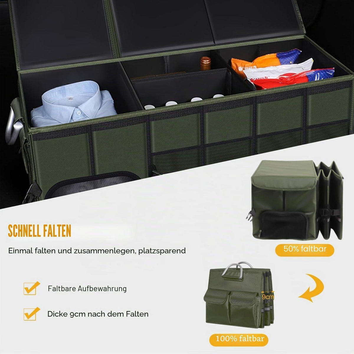 Kofferraum Organizer XL, Oxford-Gewebe, Wasserdicht & Faltbar