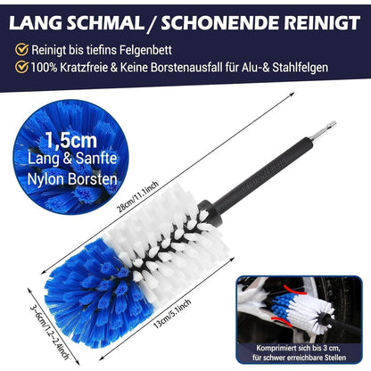 Felgenbürste für Akkuschrauber – Reinigungsset für Felgen & Reifen