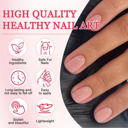 Rosa Press On Nails - Kurze Eckige French Nägel 24er Set