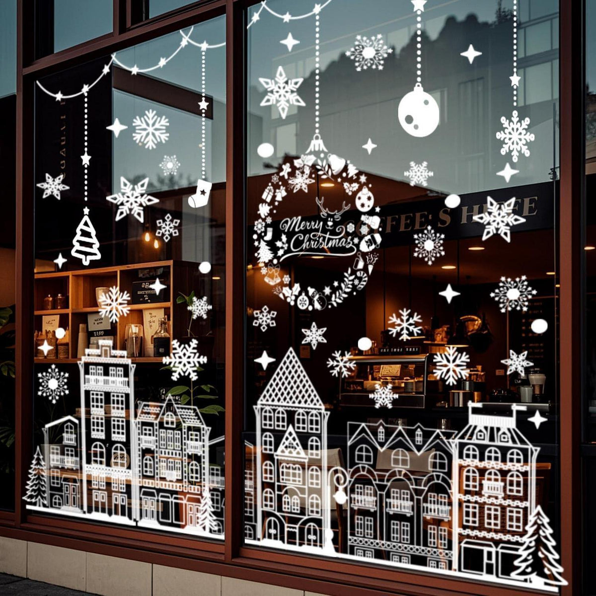 Weihnachts Fensterbilder selbstklebend – 5 Blatt Winterdeko
