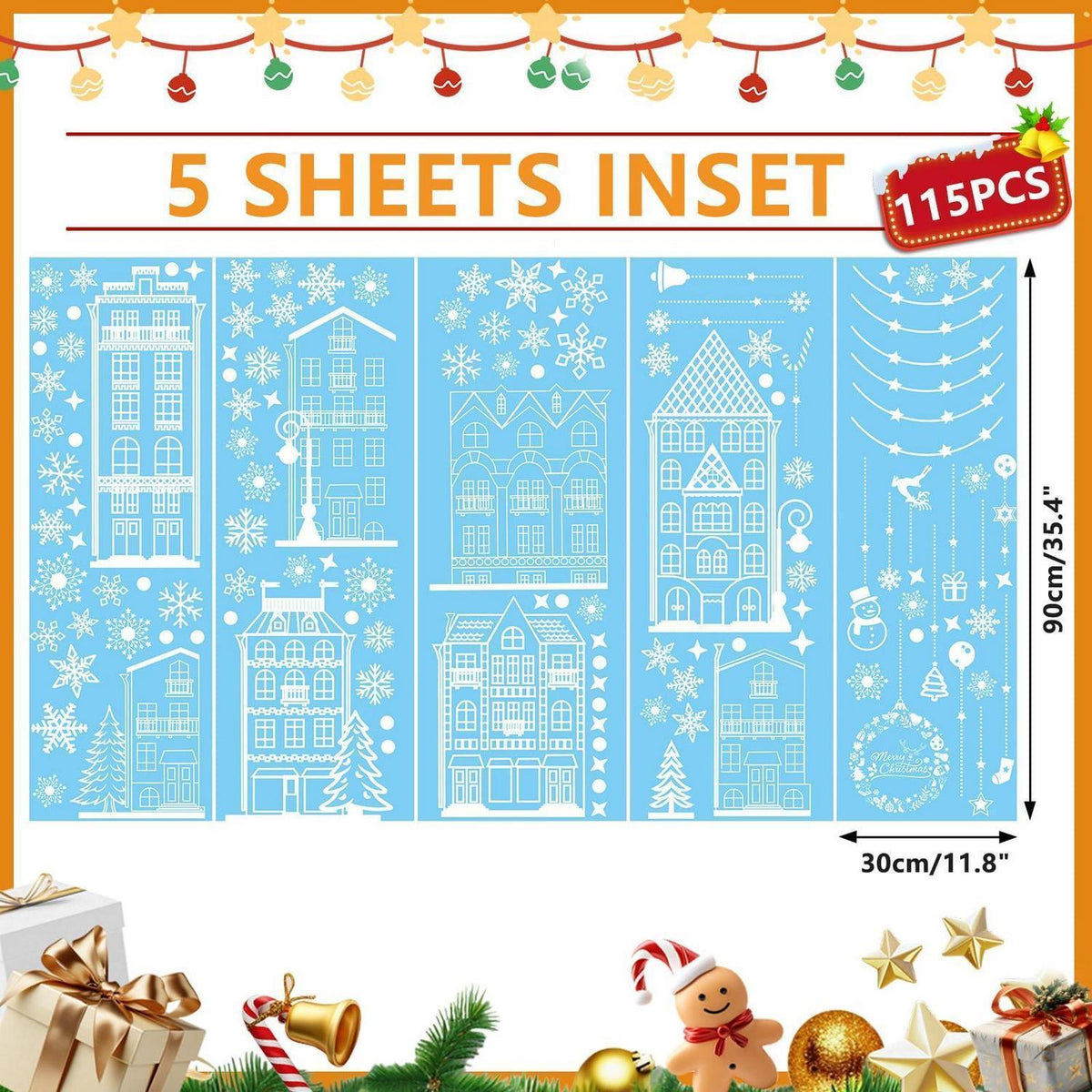 Weihnachts Fensterbilder selbstklebend – 5 Blatt Winterdeko