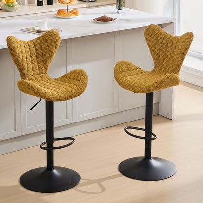 Moderner Barhocker 2er Set, Höhenverstellbar & 360° Drehbar, Gelb
