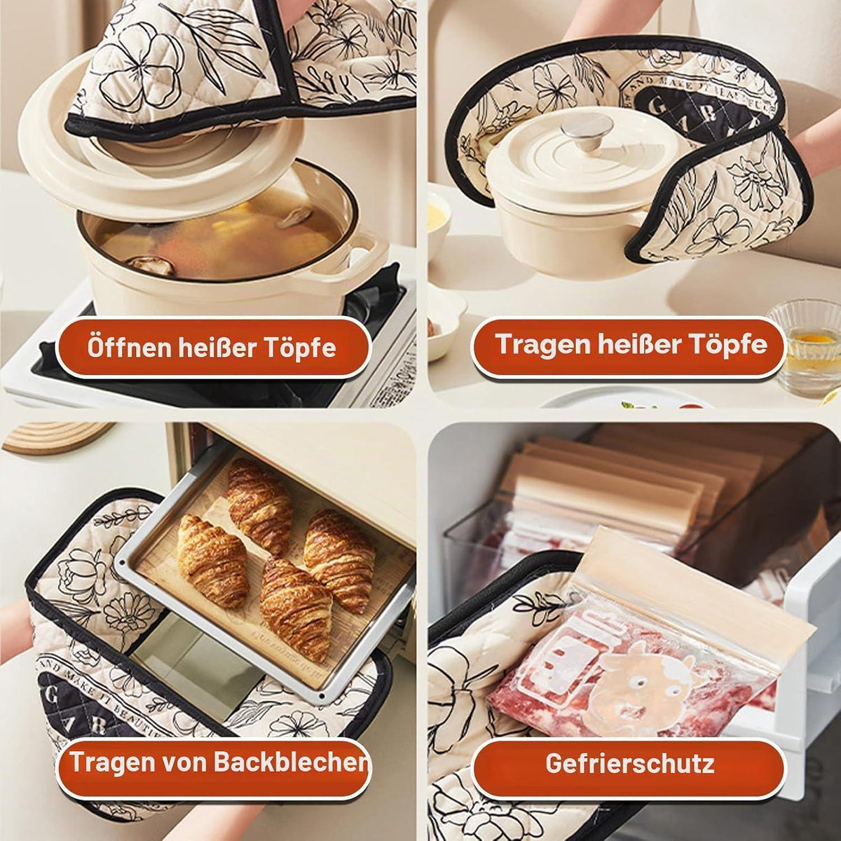 Doppelter Ofenhandschuh aus Baumwolle – Hitzebeständig & Komfortabel