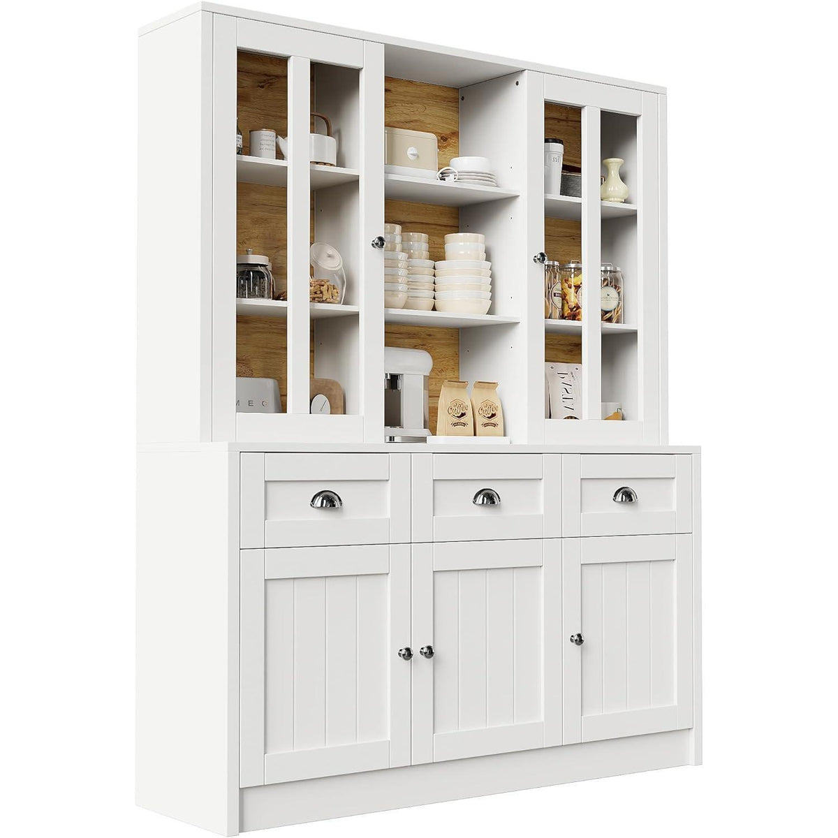 Hochschrank Weiß 140x38.5x175cm – Vitrine & Küchenschrank