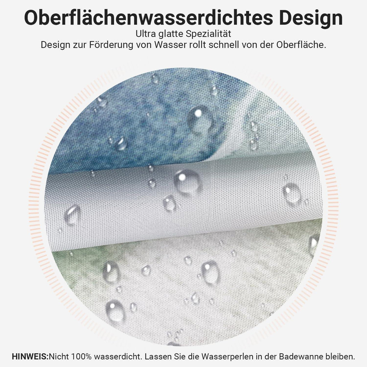 Duschvorhang Textil 160x160 cm Blatt, Wasserabweisend, Waschbar