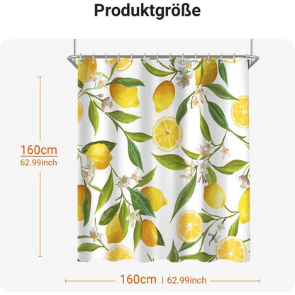Duschvorhang Zitrone Blatt 160x160 cm | Wasserabweisend & Waschbar