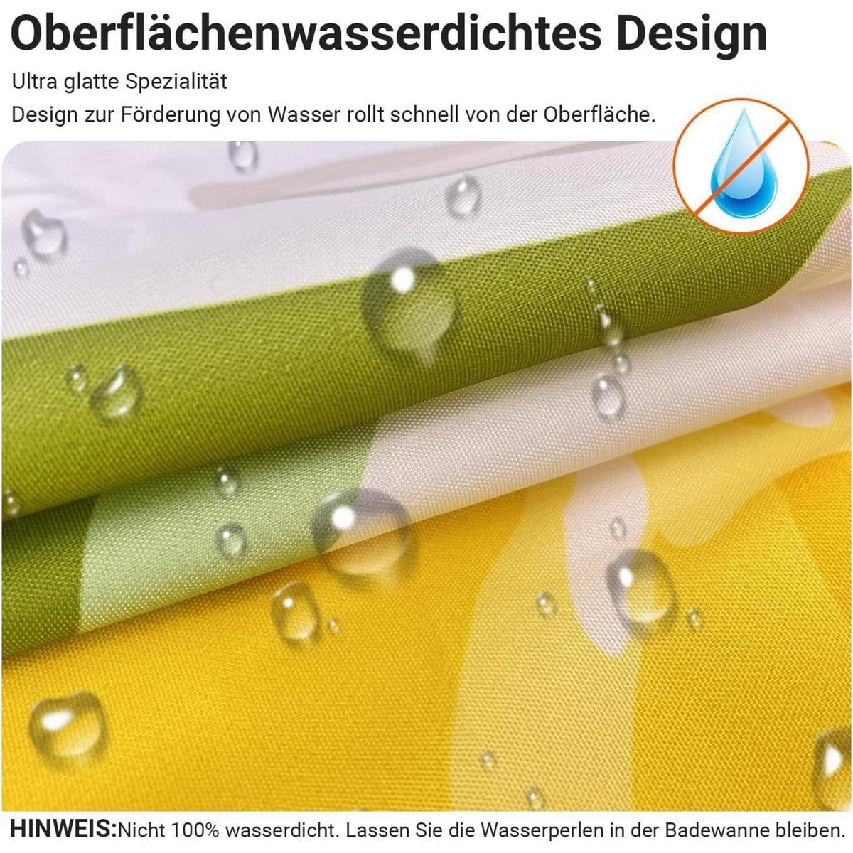 Duschvorhang Zitrone Blatt 160x160 cm | Wasserabweisend & Waschbar