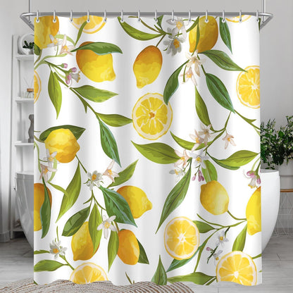 Duschvorhang Zitrone Blatt 160x160 cm | Wasserabweisend & Waschbar