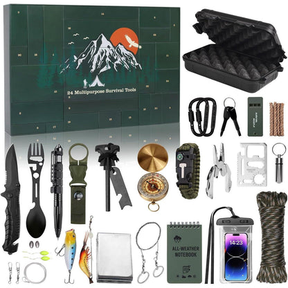 Adventskalender Überlebensset 24 Tage Outdoor Camping Gadgets