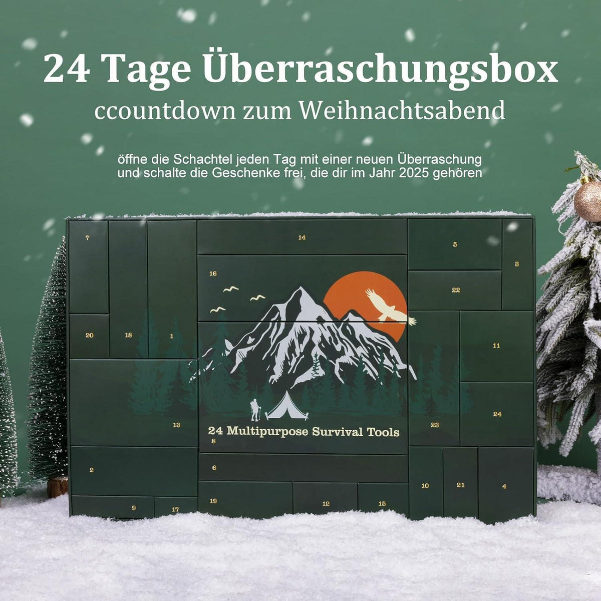Adventskalender Überlebensset 24 Tage Outdoor Camping Gadgets