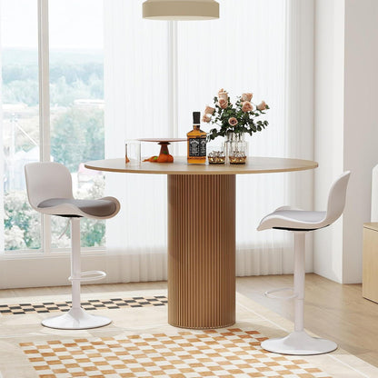 Höhenverstellbarer Barhocker 4er Set Weiß/Grau mit Fußstütze