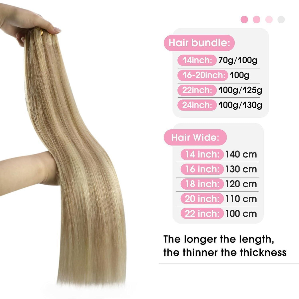 Echthaar Tressen Blond 60 cm – Goldblond Highlights