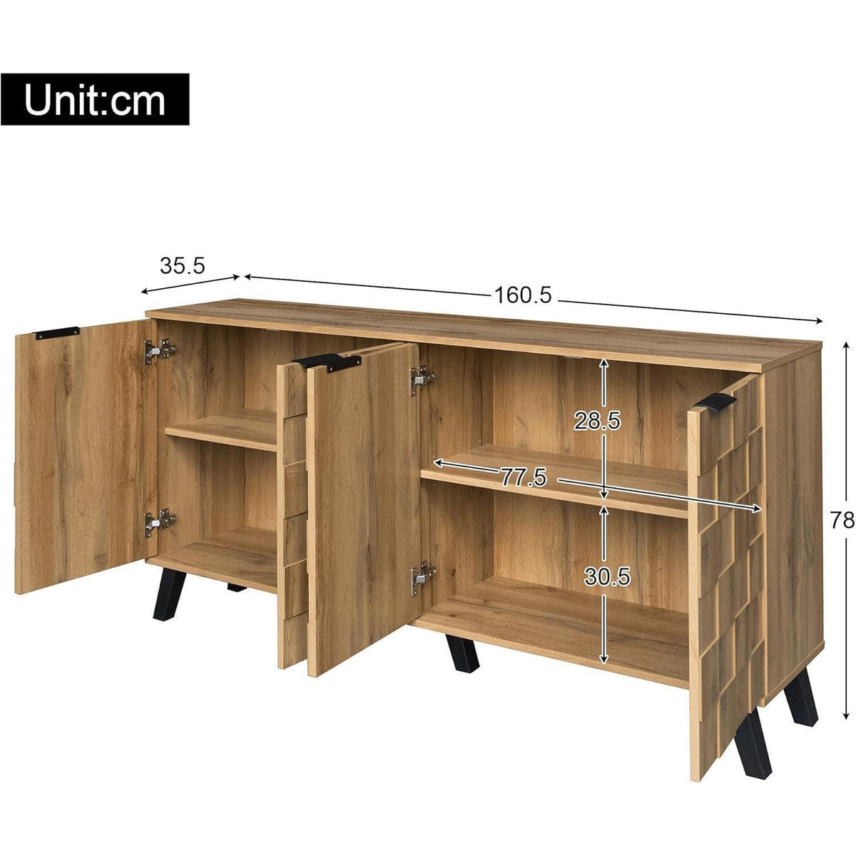 Modernes Sideboard Holz | Wohnzimmer Kommode mit 4 Türen