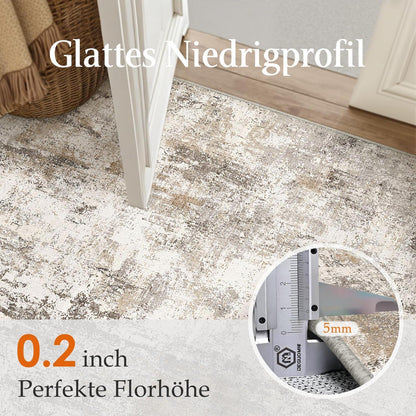 Braun-Grauer Teppich 200x300cm – Waschbar & Rutschfest