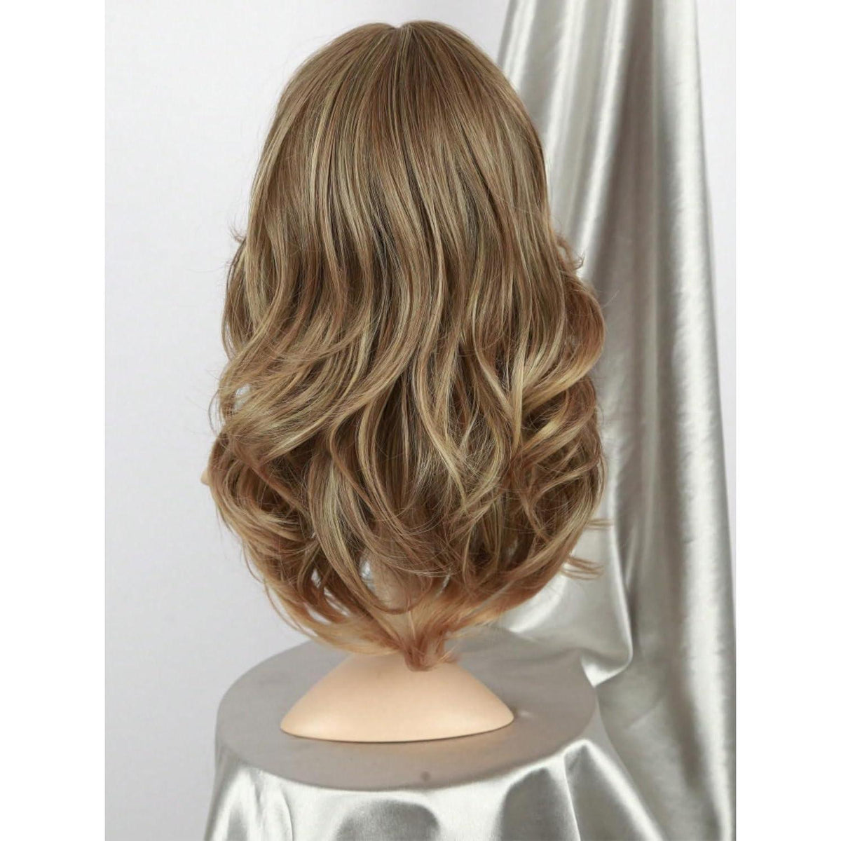 Welliges Pony Perücke Ash Blond – Synthetik, Mittel-Lang